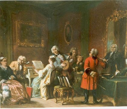 Schilderij huiskamerconcert
